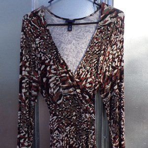 Scoop Nyc Print Wrap Dress Size L